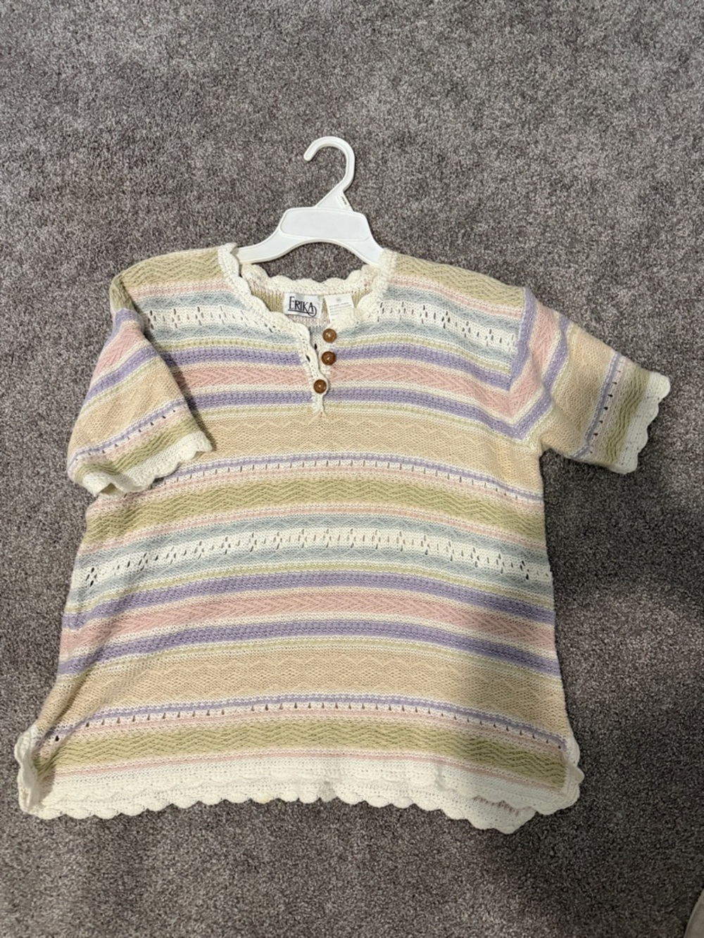 Erika Pastel Striped Knit Top in Cream, Pink, Blue, Green